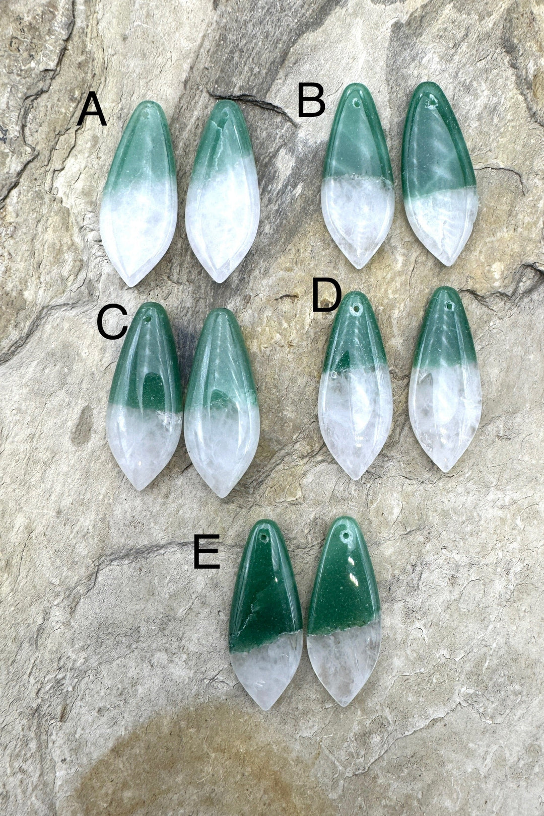 Chrysoprase Matching Earring Slab Bead Pair 13x30mm Select