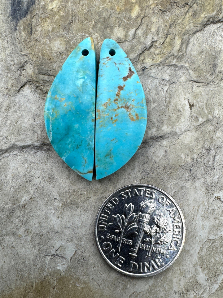 Clavelina Turquoise (Chile) Matching Earring Slab Bead Pair