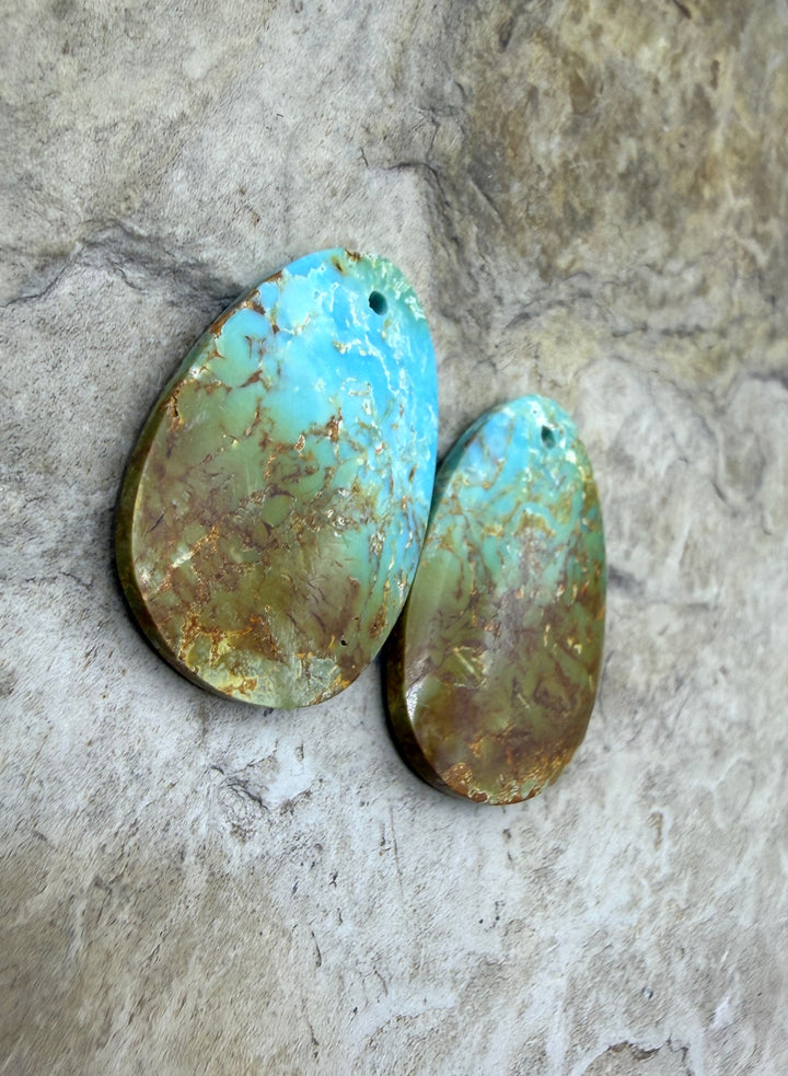 Clavelina Turquoise (Nevada) Matching Earring Slab Bead