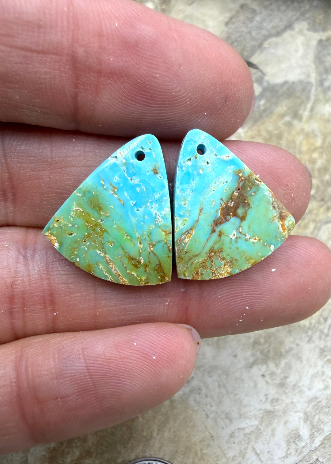 Clavelina Turquoise (Nevada) Matching Earring Slab Bead