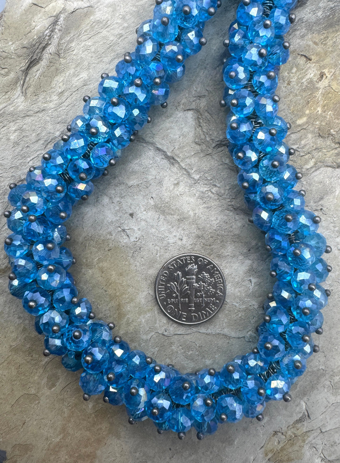 CLOSEOUT BIG Teal Crystal Bead Strand 18 inch Strand