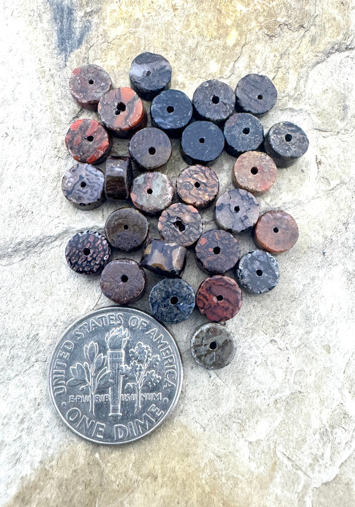 CLOSEOUT Dinosaur Bone 6mm Heishi Beads 26 beads *Last