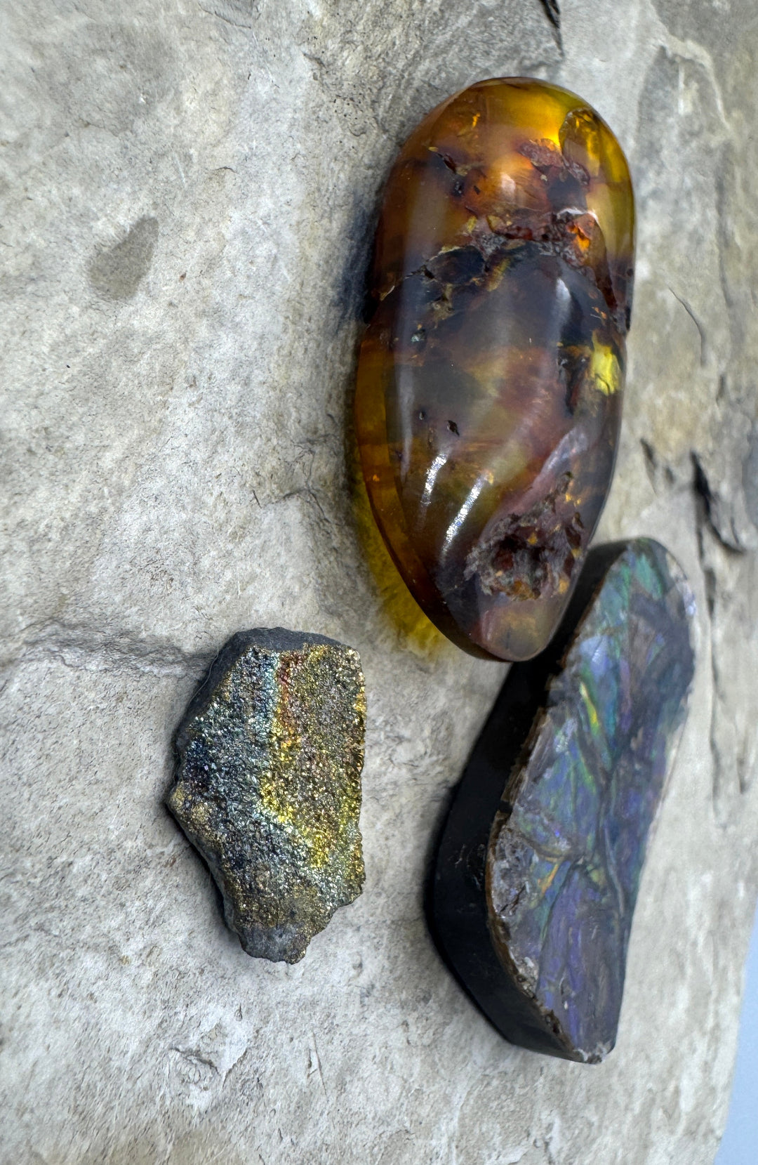 *Closeout DOORBUSTER* LOT of 3 Cabochons Amolite Amber