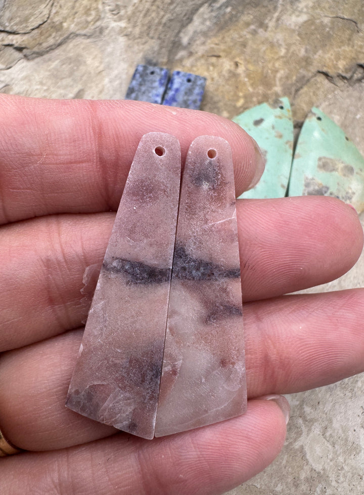 CLOSEOUT LOT 3 Matching Earring Slab Bead Pair Pink
