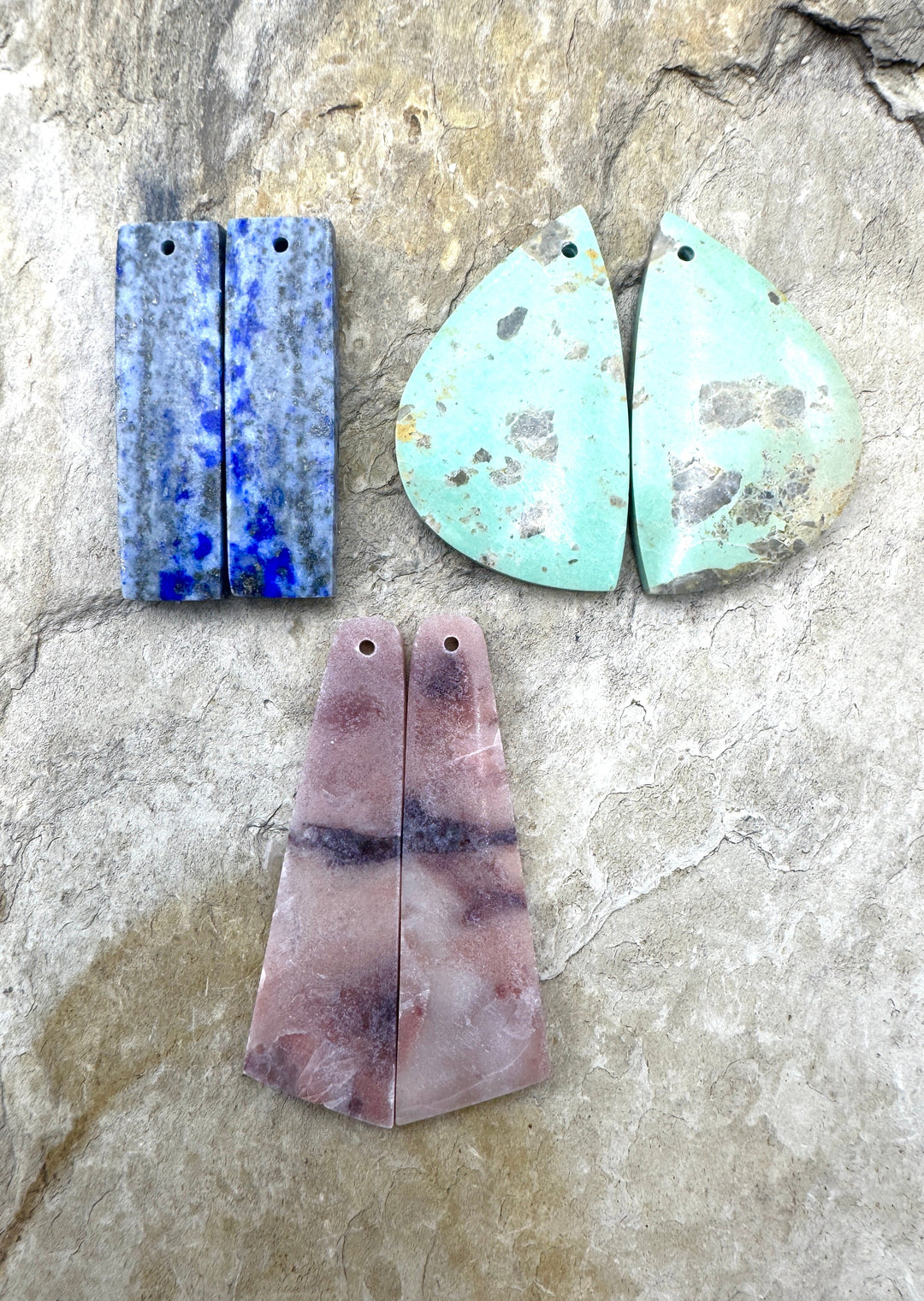 CLOSEOUT LOT 3 Matching Earring Slab Bead Pair Pink