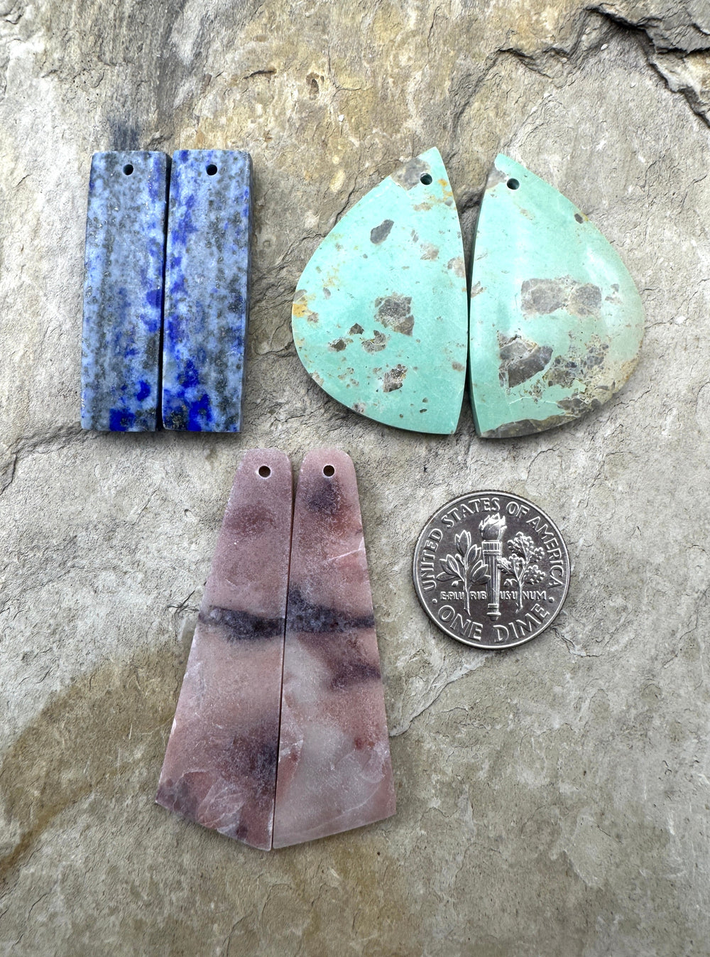 CLOSEOUT LOT 3 Matching Earring Slab Bead Pair Pink