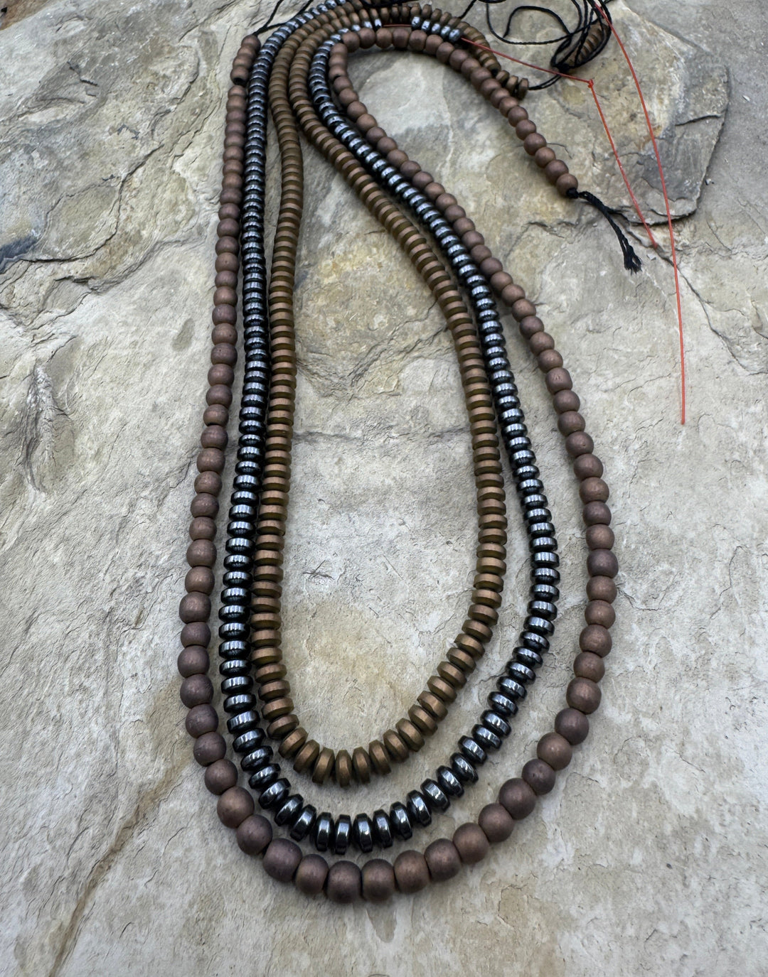 CLOSEOUT LOT 3 strand mixed medal Beads 16 inch Strands
