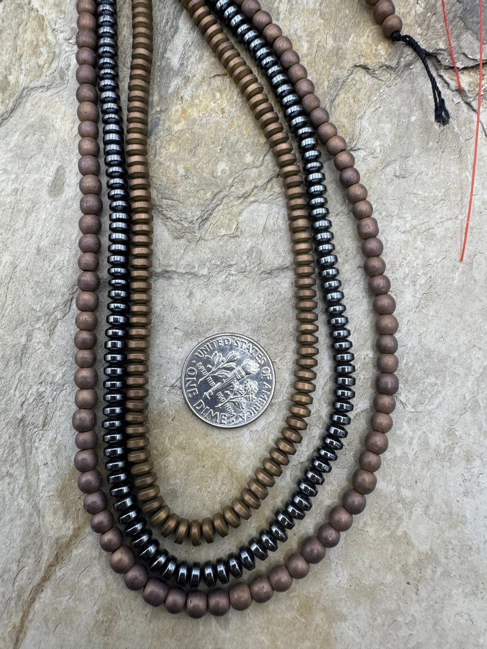 CLOSEOUT LOT 3 strand mixed medal Beads 16 inch Strands