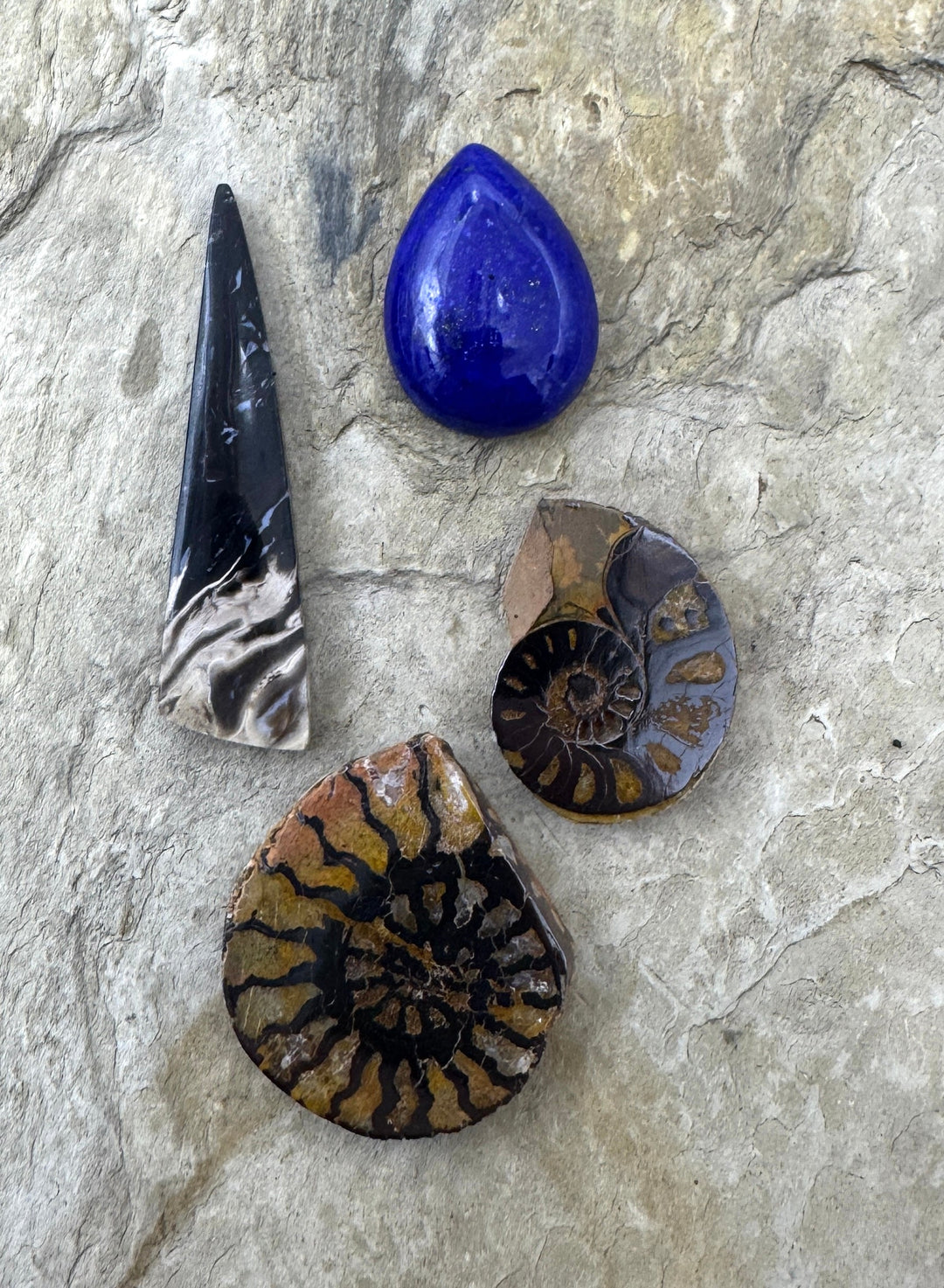 CLOSEOUT LOT 4 Designer Cabochons Palm Root Lapis