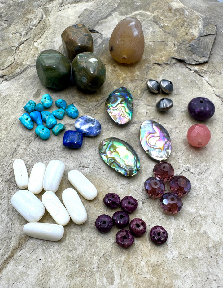 CLOSEOUT LOT Mixed Beads Abalone Sterling Jasper Turquoise