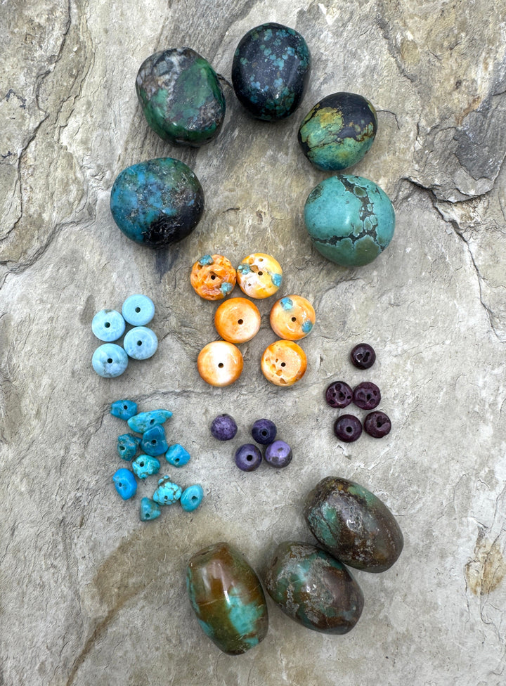 CLOSEOUT LOT Mixed Beads Turquoise Siny Oyster Larimar