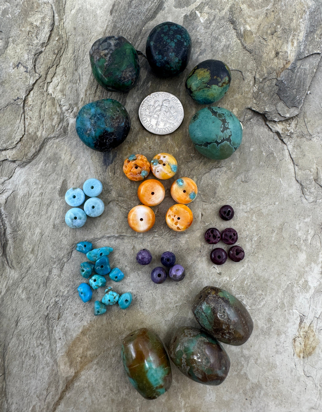 CLOSEOUT LOT Mixed Beads Turquoise Siny Oyster Larimar