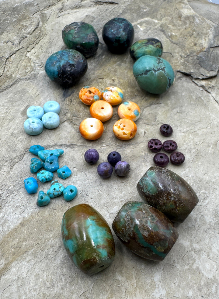 CLOSEOUT LOT Mixed Beads Turquoise Siny Oyster Larimar