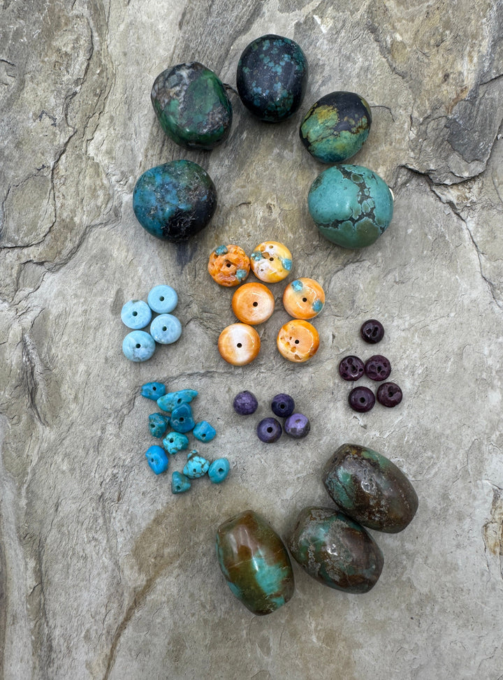 CLOSEOUT LOT Mixed Beads Turquoise Siny Oyster Larimar