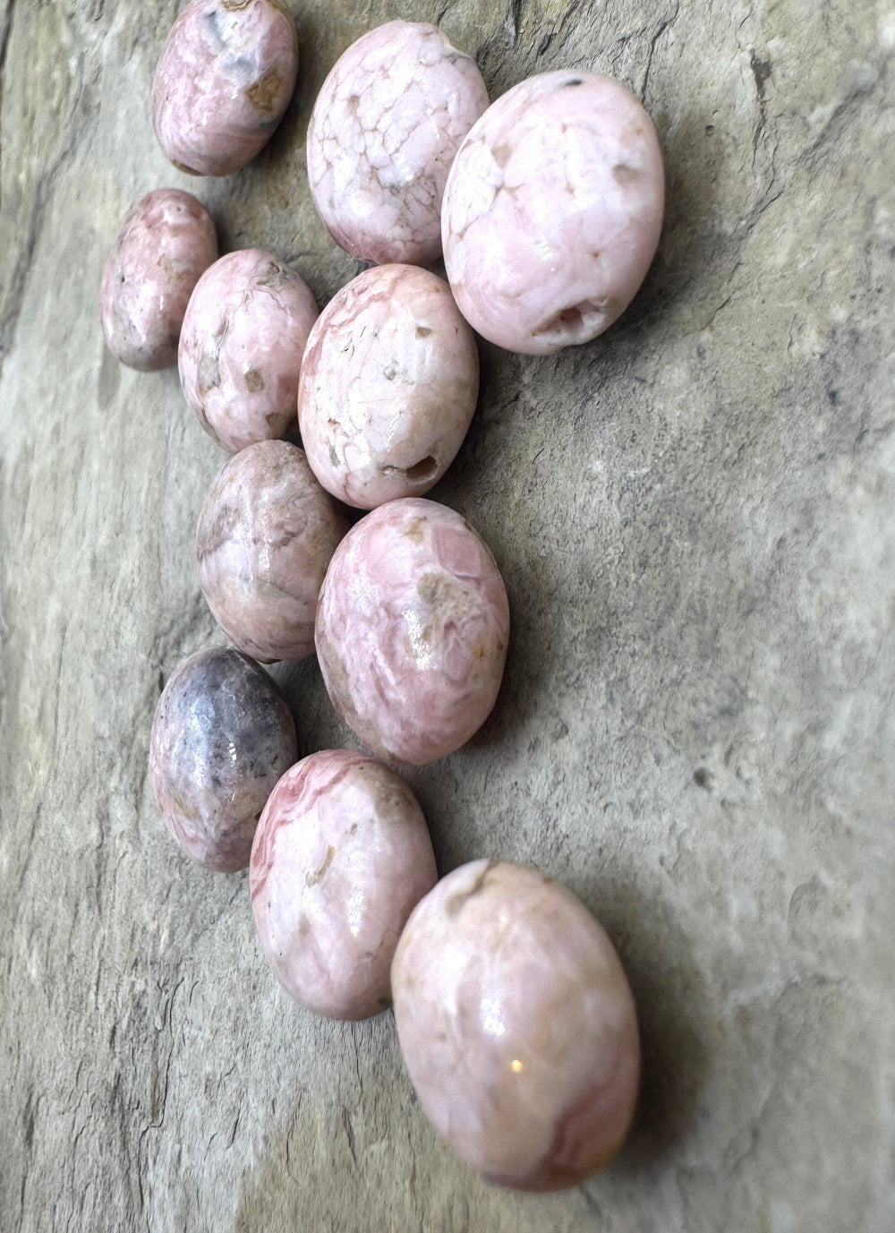 CLOSEOUT LOT of 11 Rhodochrosite 12mm Puffed Coin Beads 11