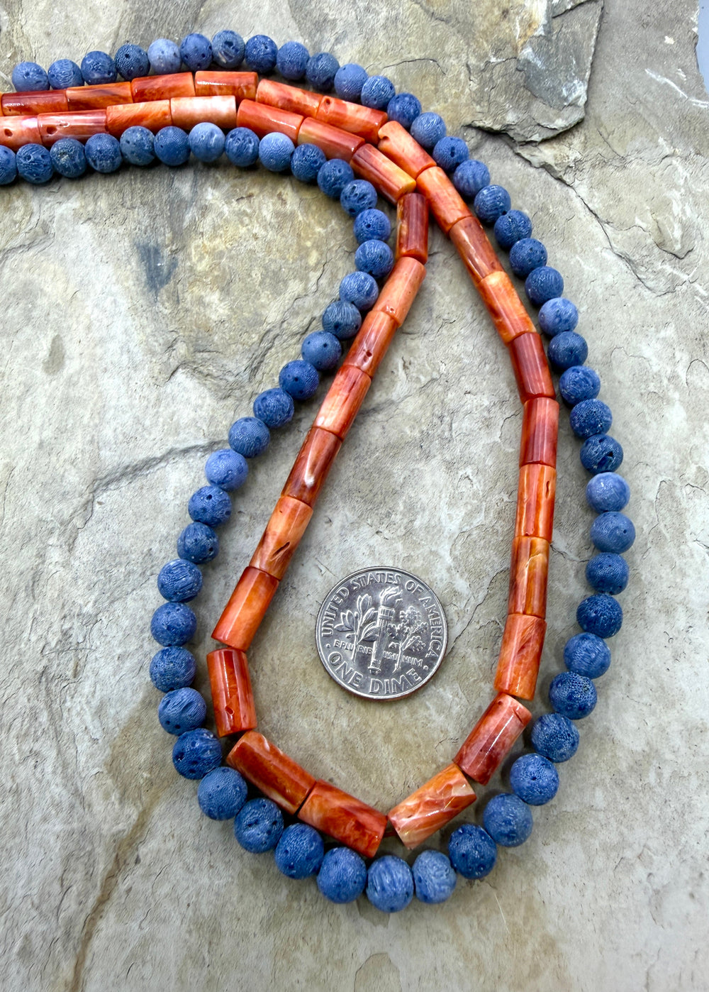 CLOSEOUT Lot of 2 Full Bead Strands 6mm Blue Sponge Coral