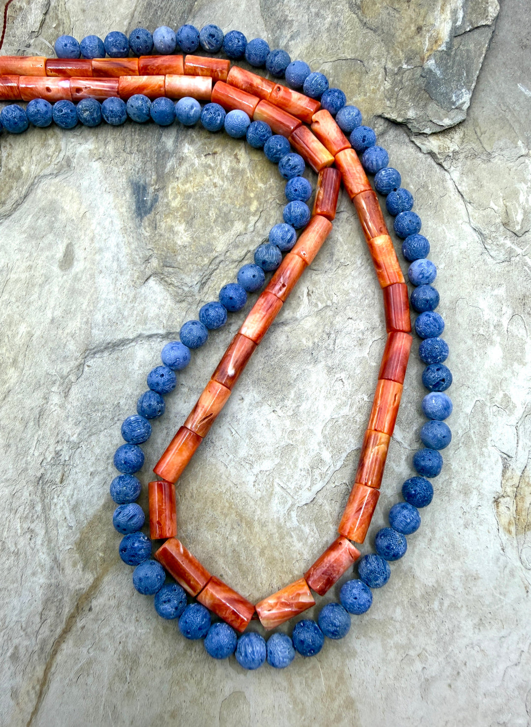 CLOSEOUT Lot of 2 Full Bead Strands 6mm Blue Sponge Coral