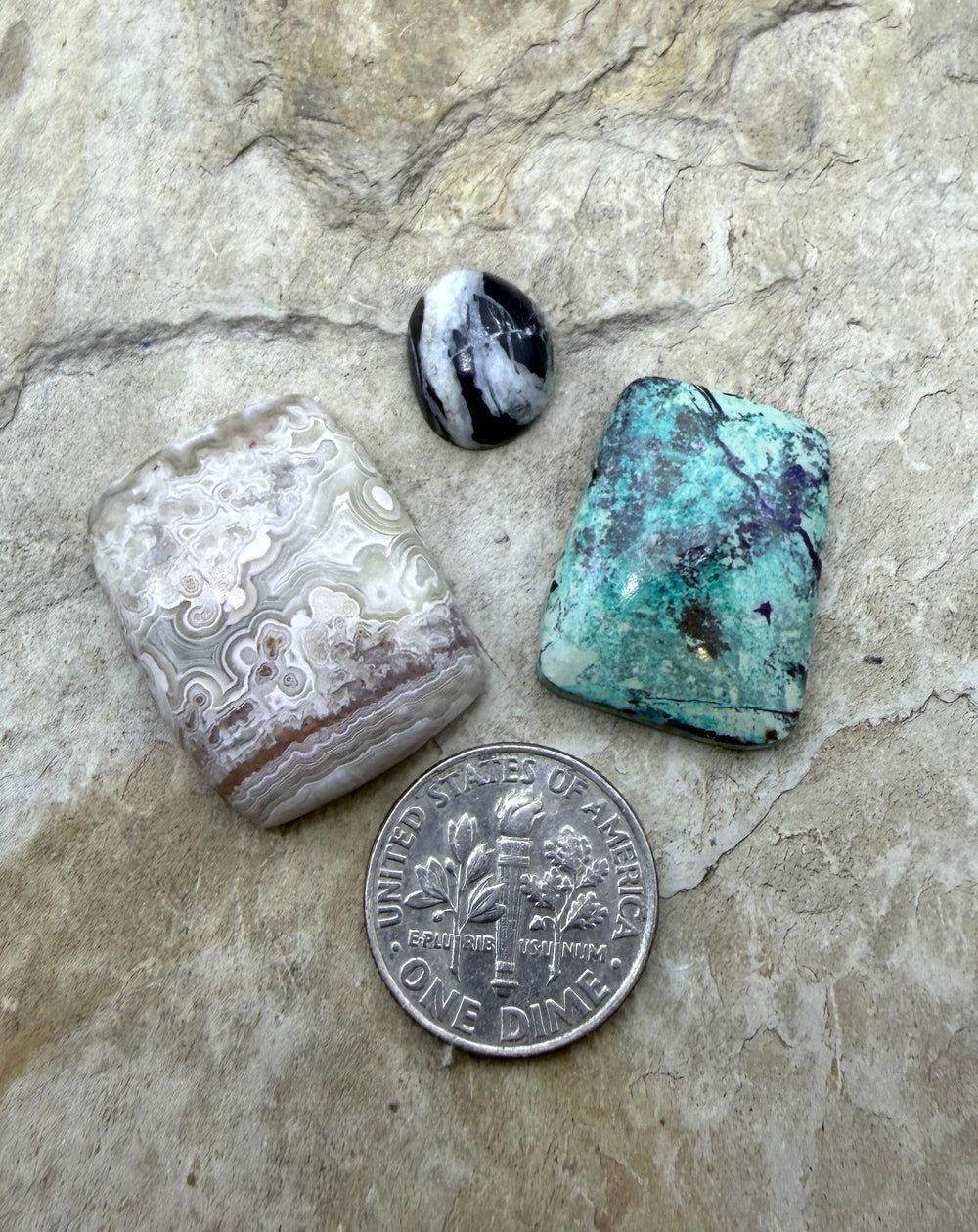 CLOSEOUT LOT of 3 Cabochons Crazy Lace White Buffalo