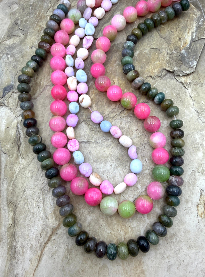 CLOSEOUT Lot of 3 Full Bead Strands Blood Agate Dyed Opal