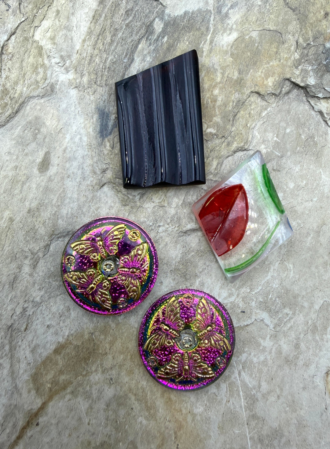 CLOSEOUT LOT of 4 Cabochons Made frorn Depression Glass