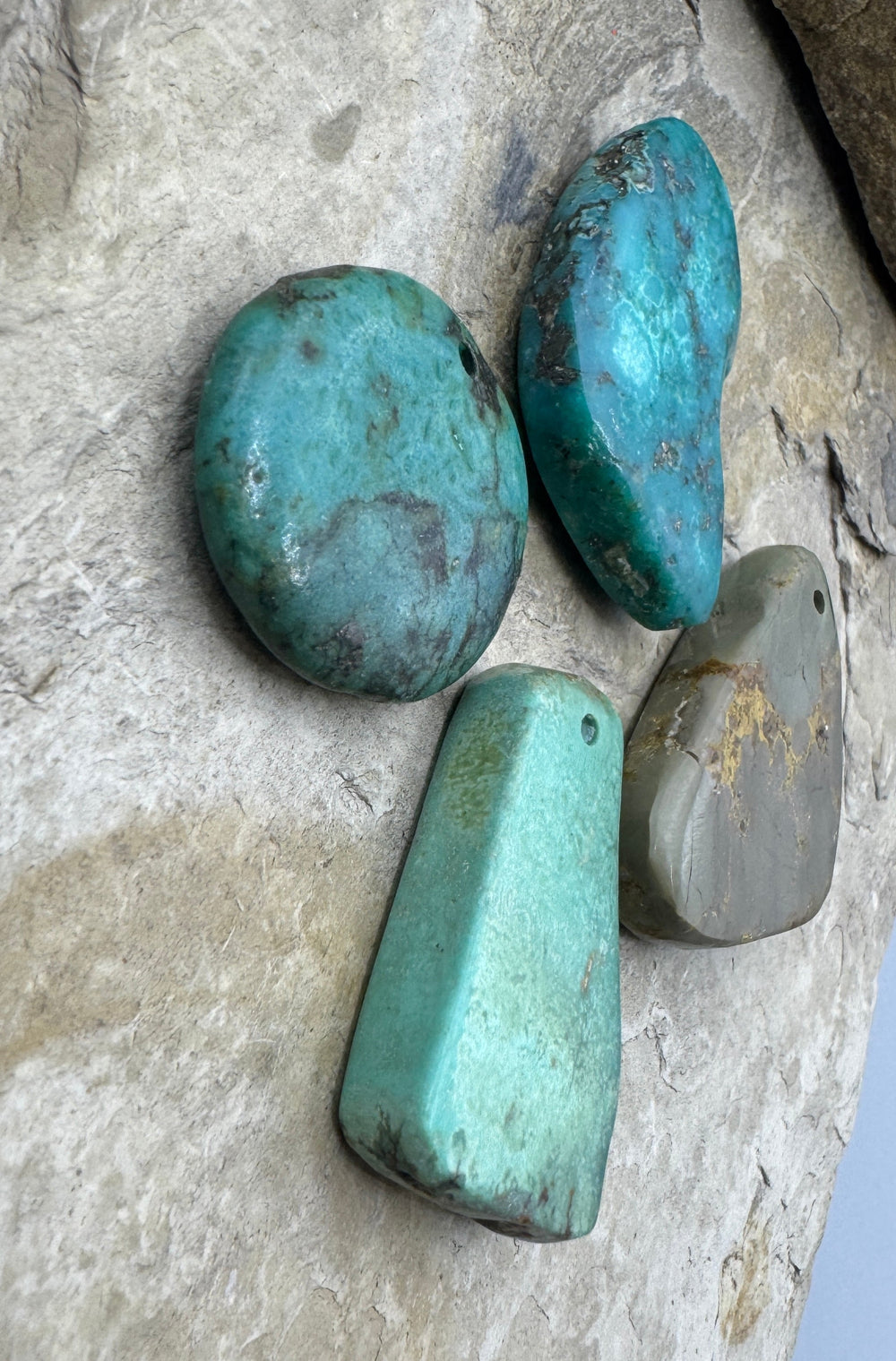CLOSEOUT LOT of 4 Large Hole Turquoise Focal Beads - Mixed