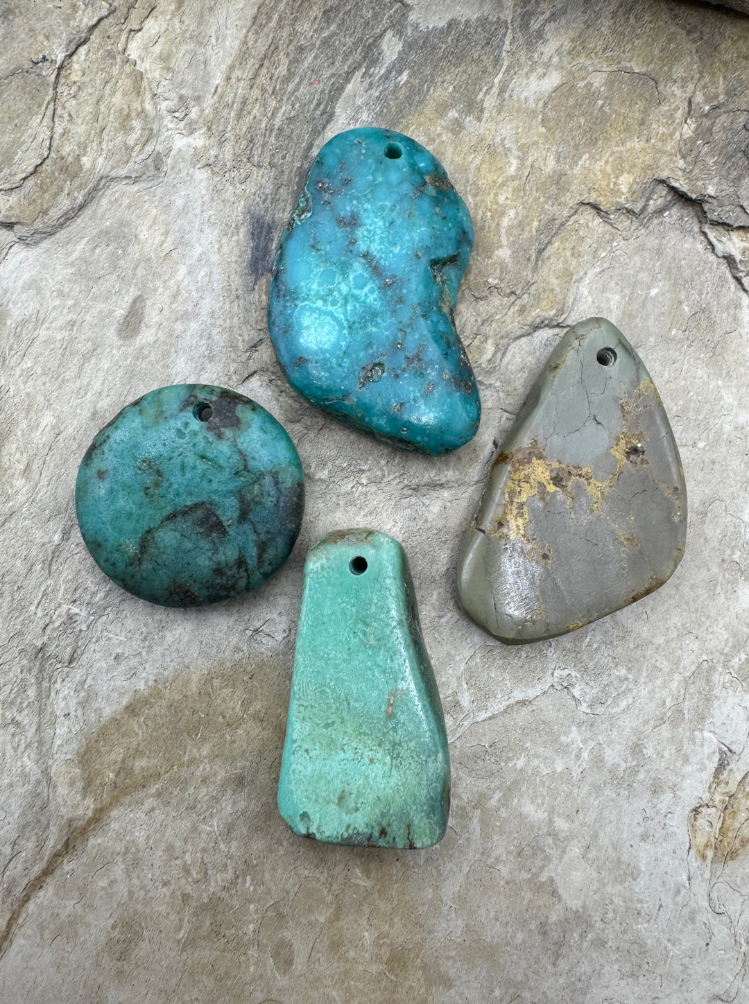 CLOSEOUT LOT of 4 Large Hole Turquoise Focal Beads - Mixed