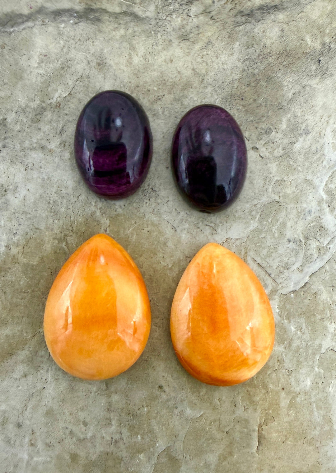 CLOSEOUT LOT of 4 Spiny Oyster Shell Cabochons 2 Pair