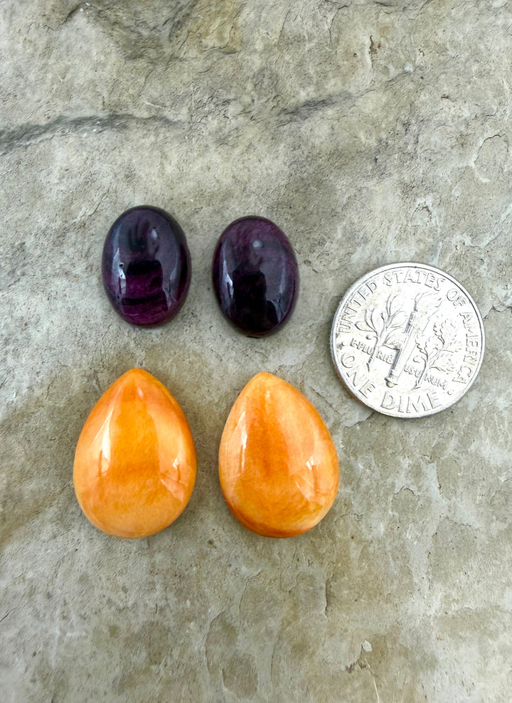 CLOSEOUT LOT of 4 Spiny Oyster Shell Cabochons 2 Pair