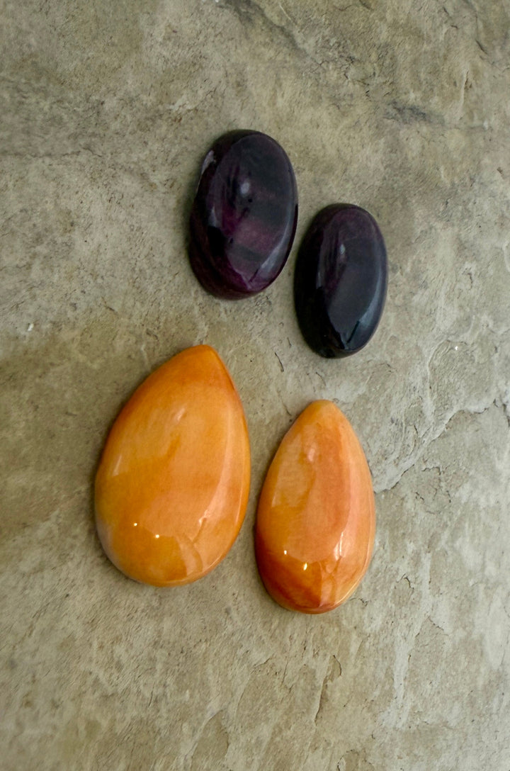 CLOSEOUT LOT of 4 Spiny Oyster Shell Cabochons 2 Pair