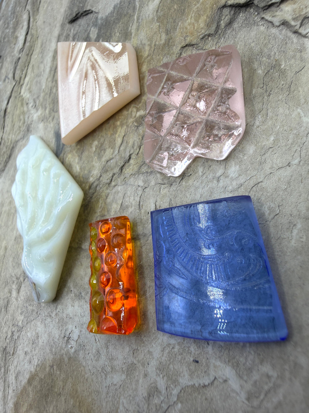 CLOSEOUT LOT of 5 Cabochons Made from Depression Glass