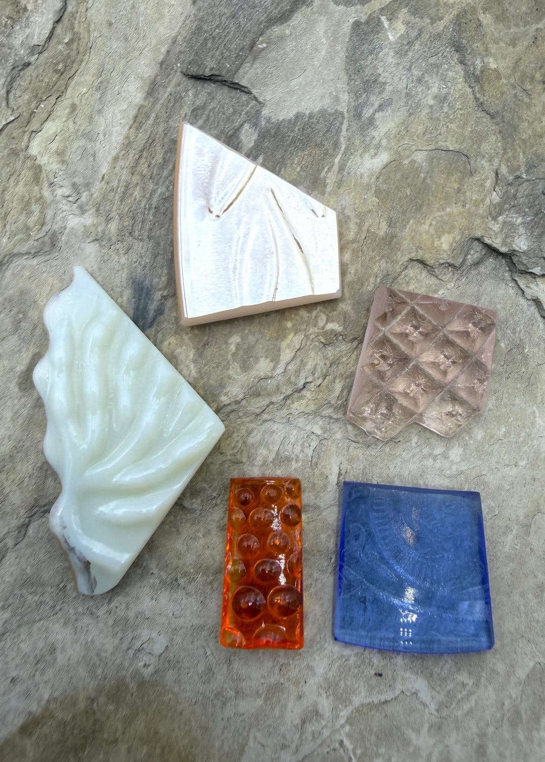 CLOSEOUT LOT of 5 Cabochons Made from Depression Glass