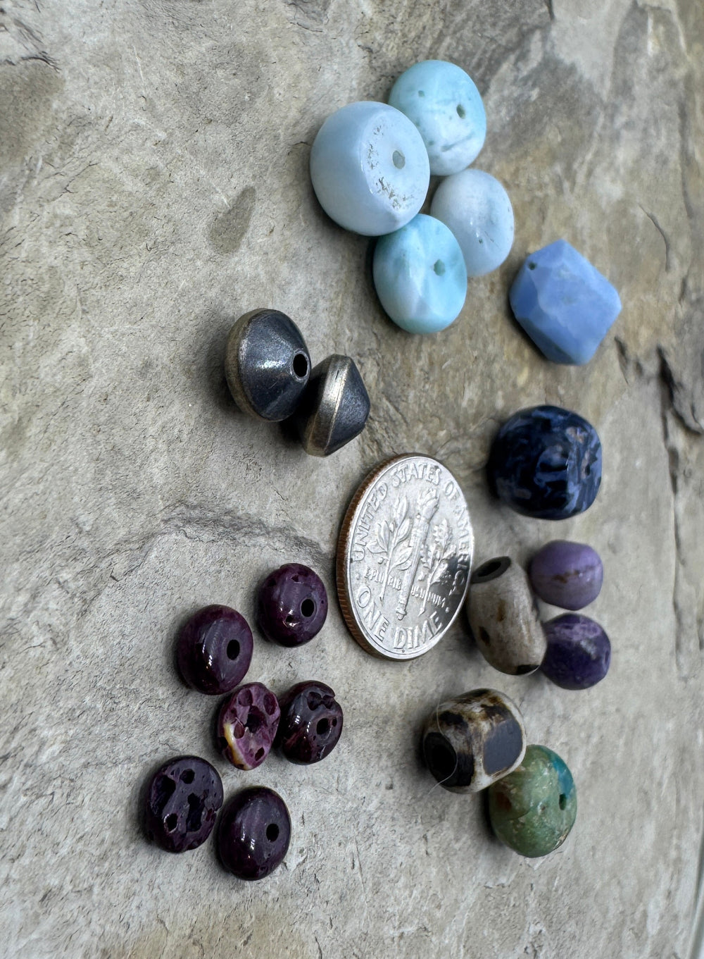 CLOSEOUT LOT of Mixed Beads Larimar Burnt Buffalo Bone