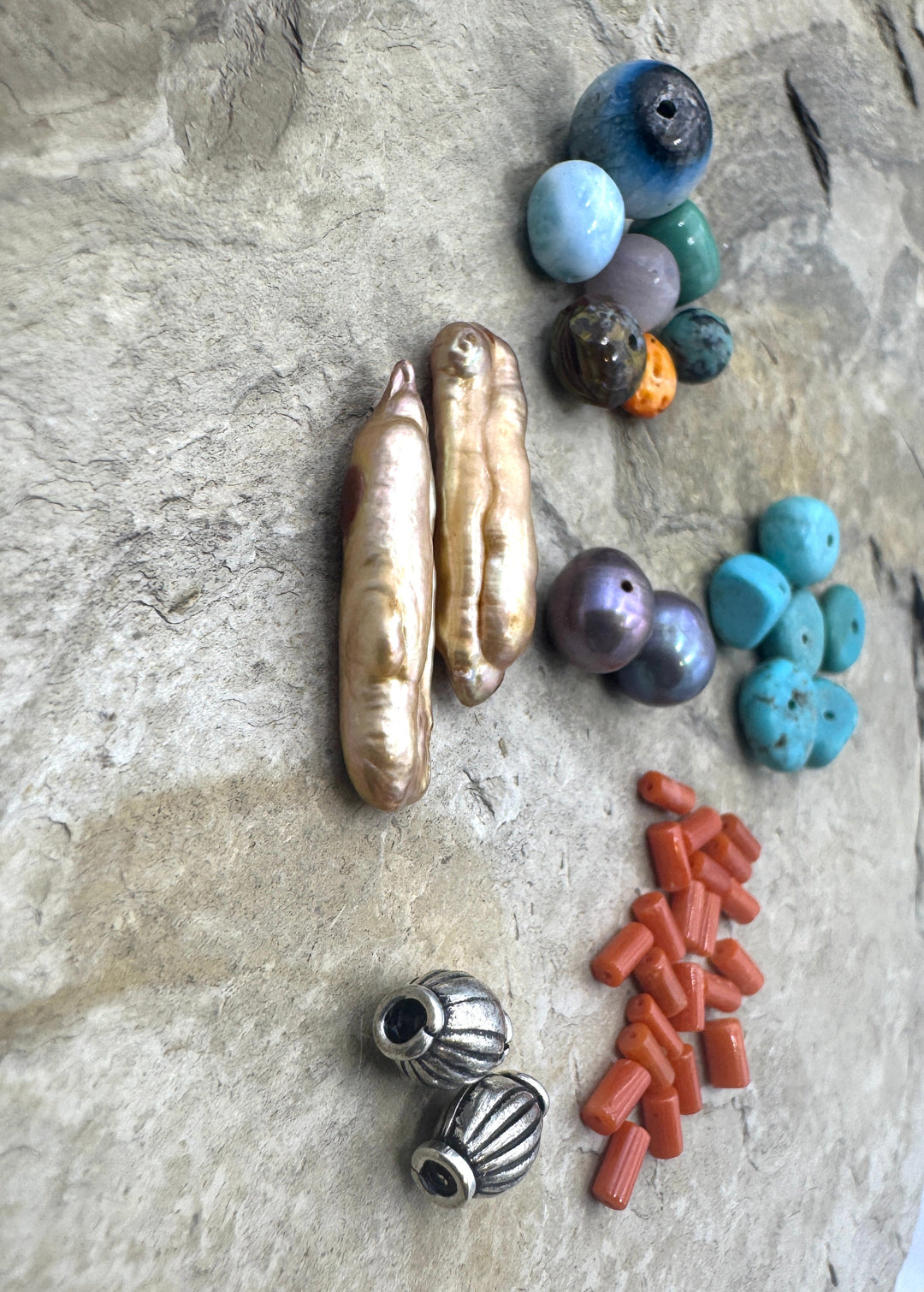 CLOSEOUT LOT of Priemium Beads Natural Coral Sterling