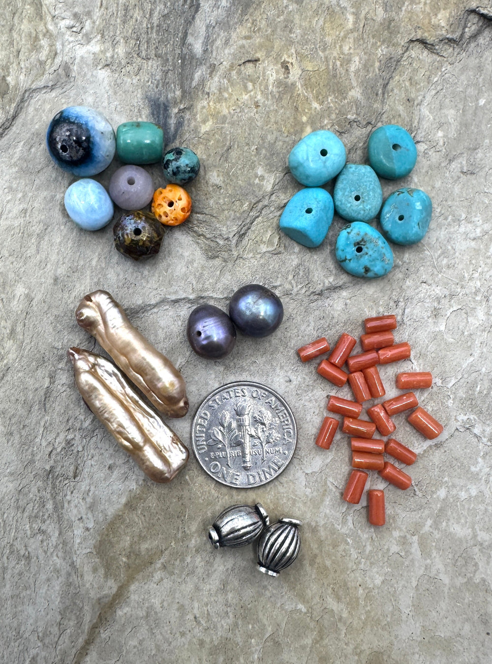 CLOSEOUT LOT of Priemium Beads Natural Coral Sterling