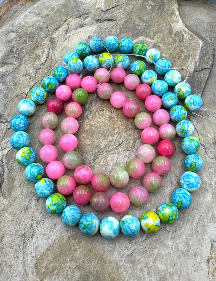 CLOSEOUT Lot of two Bead Strands Watermelon Dyed Jade (14