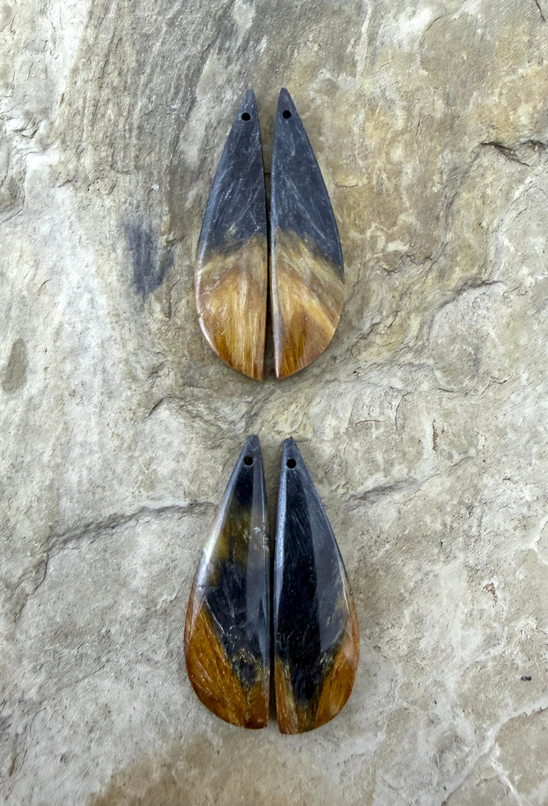 Colorful Petrified Wood Matching Earring Slab Bead Pair, Select One Pair