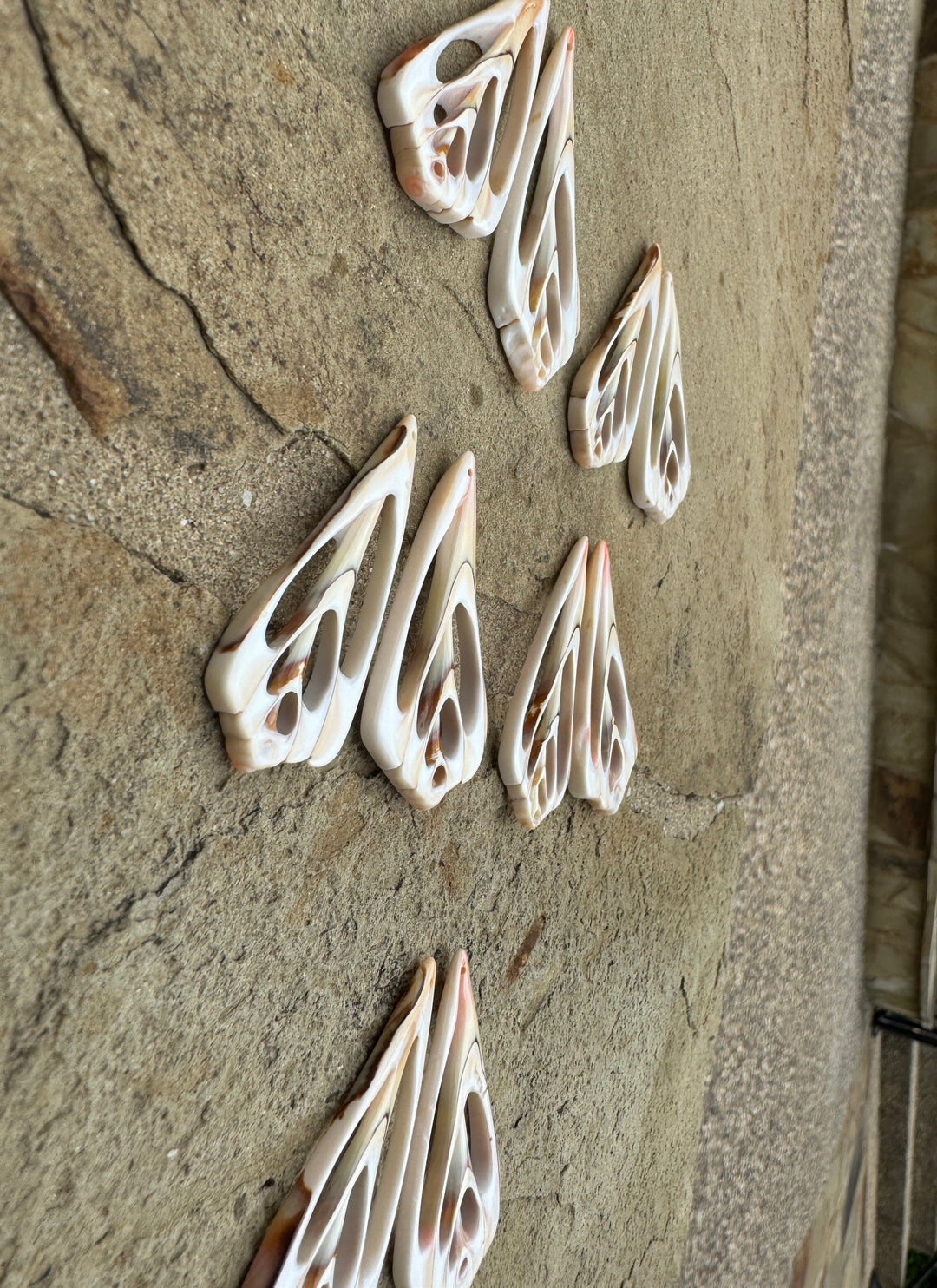 Conch Shell Slice Earring Bead Pairs Approximately 25x50mm