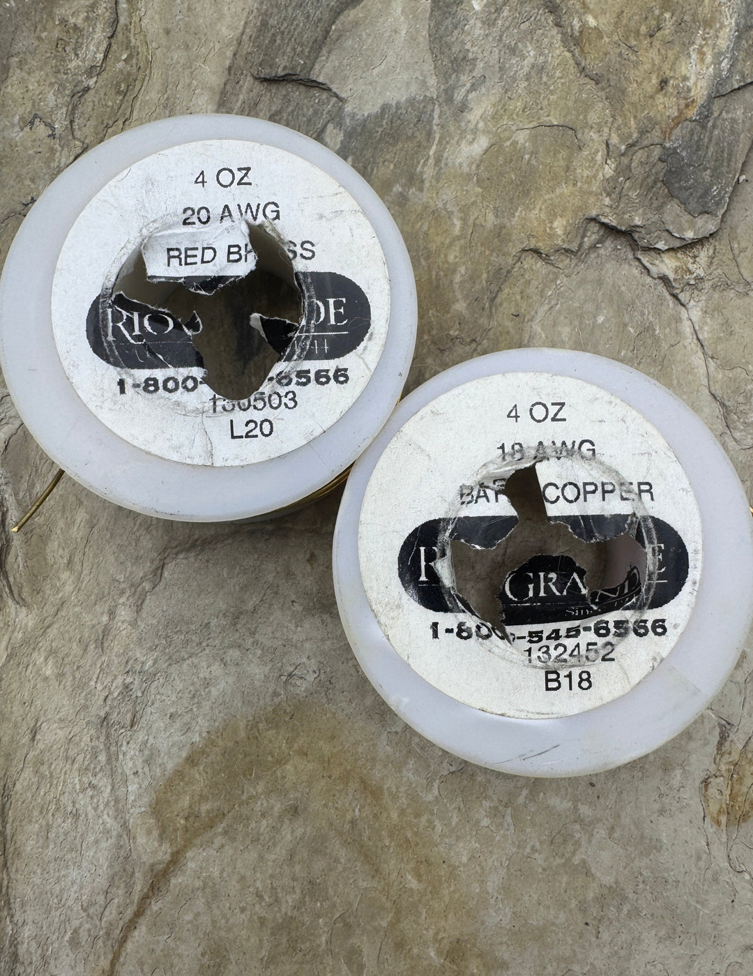 Copper and Red Brass 20 Gauge Round Wire LOT of 2 Partial 4