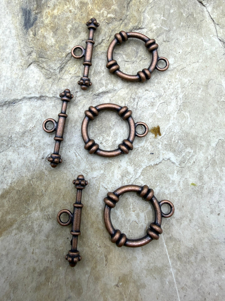 Copper BIG Toggle Clasp Set Pack of 3 Clasp Sets - Jewelry