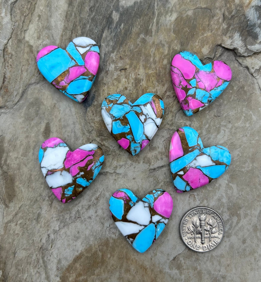 Cotton Candy Kingman Composite Hand Cut Heart Shaped Focal