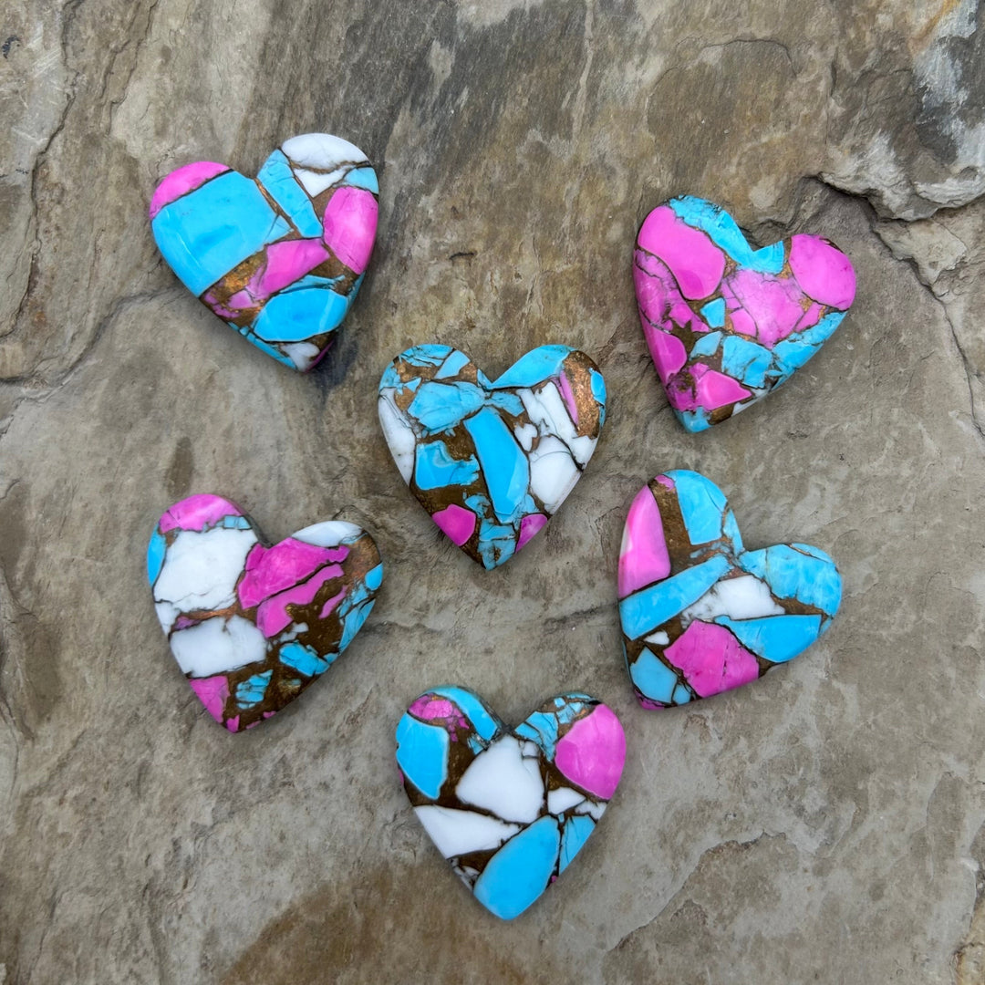 Cotton Candy Kingman Composite Hand Cut Heart Shaped Focal