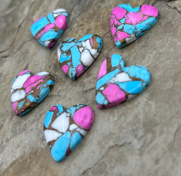 Cotton Candy Kingman Composite Hand Cut Heart Shaped Focal