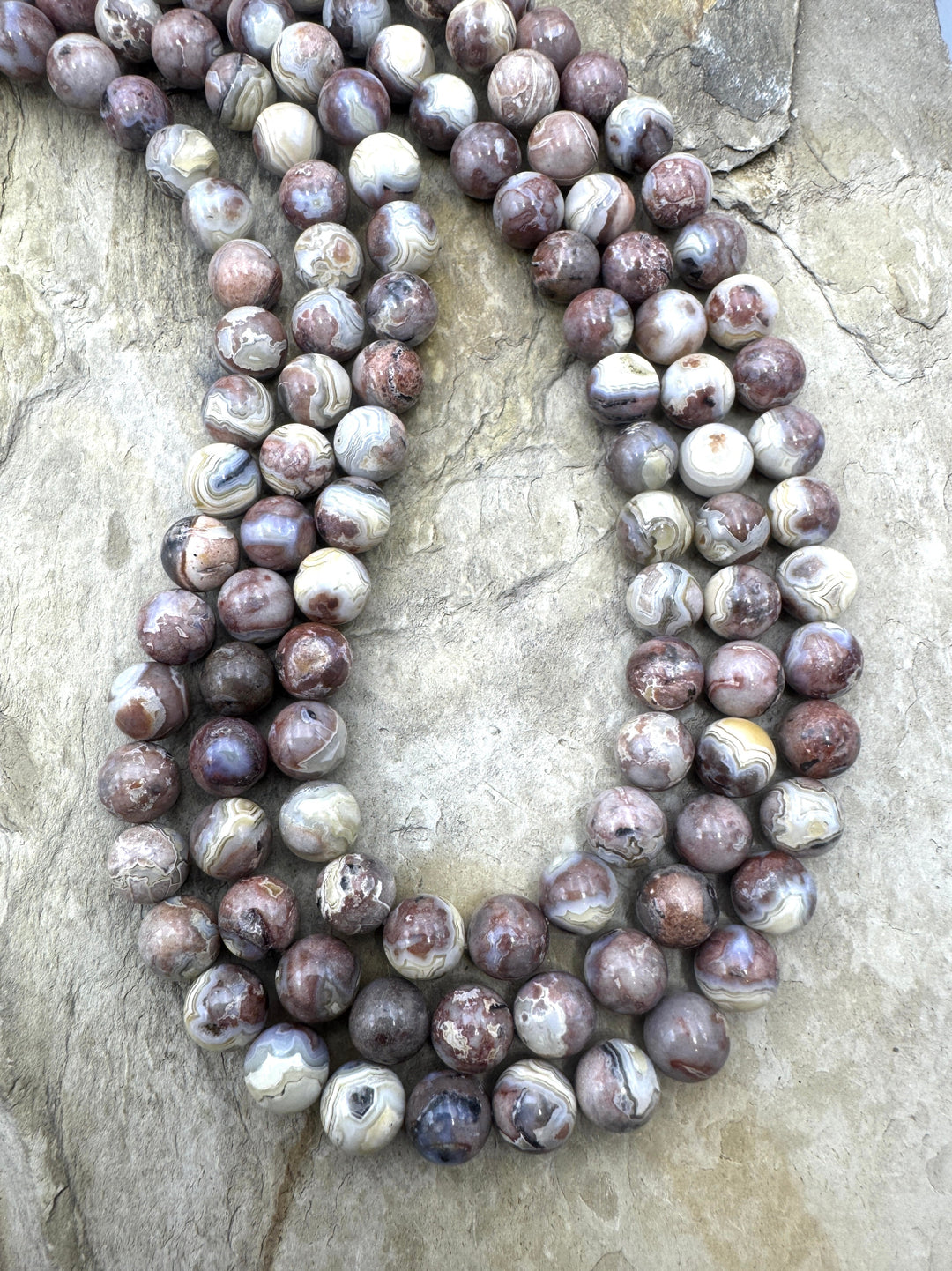 Crazy Lace 10mm Round Bead Strand 16 Inch Strand - Crazy