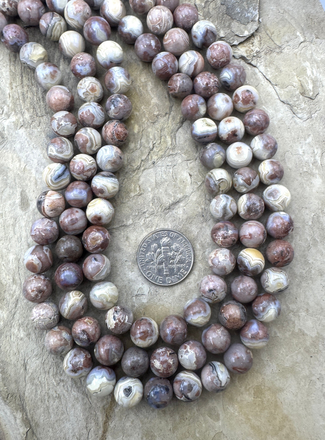 Crazy Lace 10mm Round Bead Strand 16 Inch Strand - Crazy