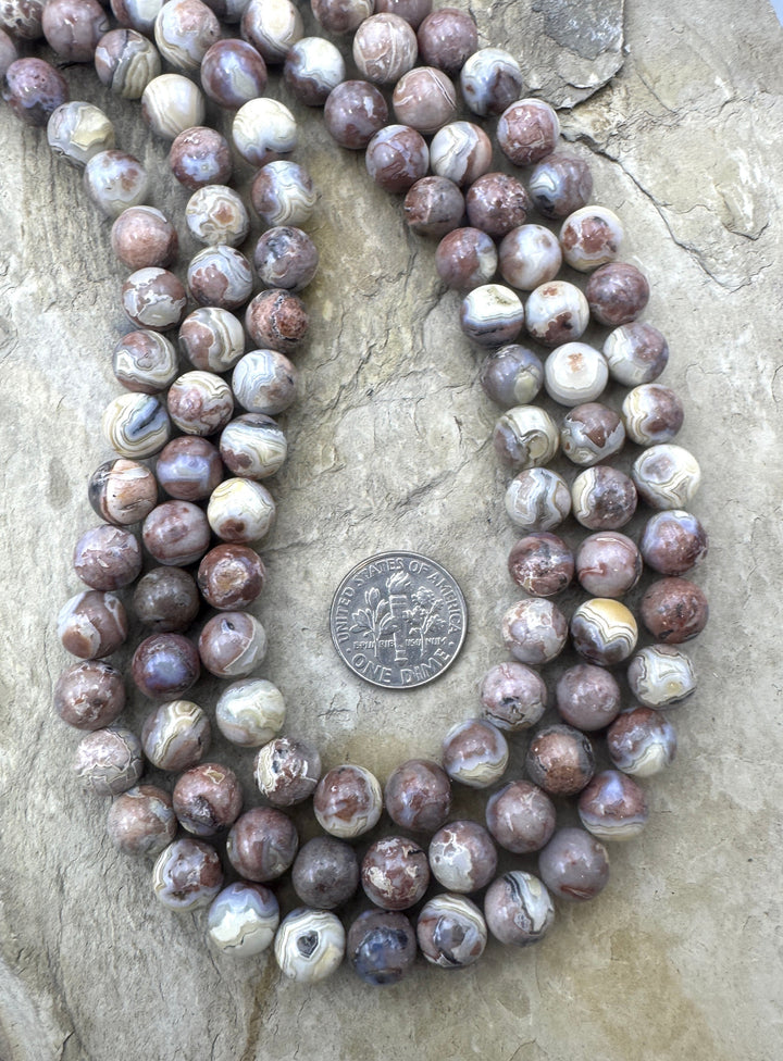 Crazy Lace 10mm Round Bead Strand 16 Inch Strand - Crazy