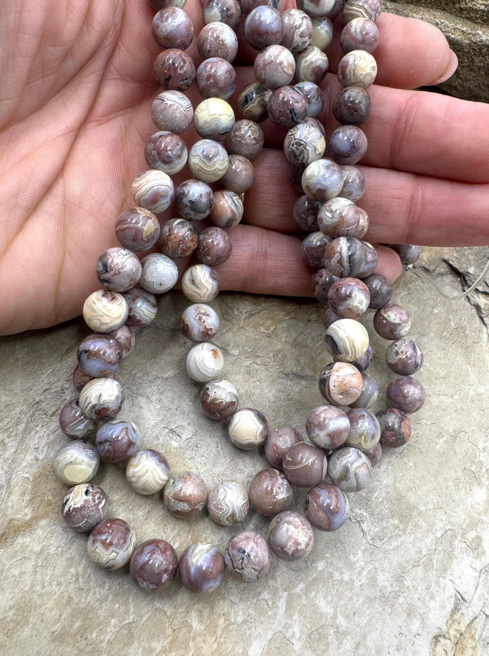 Crazy Lace 10mm Round Bead Strand 16 Inch Strand - Crazy