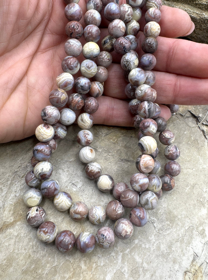 Crazy Lace 10mm Round Bead Strand 16 Inch Strand - Crazy