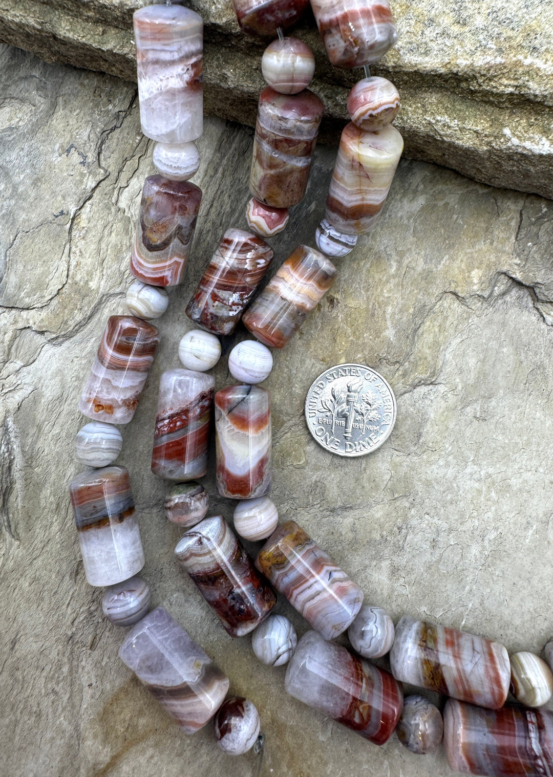 Crazy Lace Agate Designer Mixed Shape Bead Strand 11 Inch