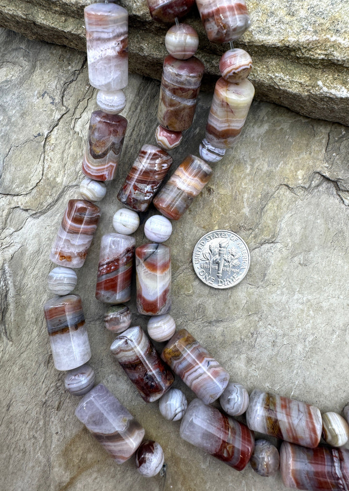 Crazy Lace Agate Designer Mixed Shape Bead Strand 11 Inch
