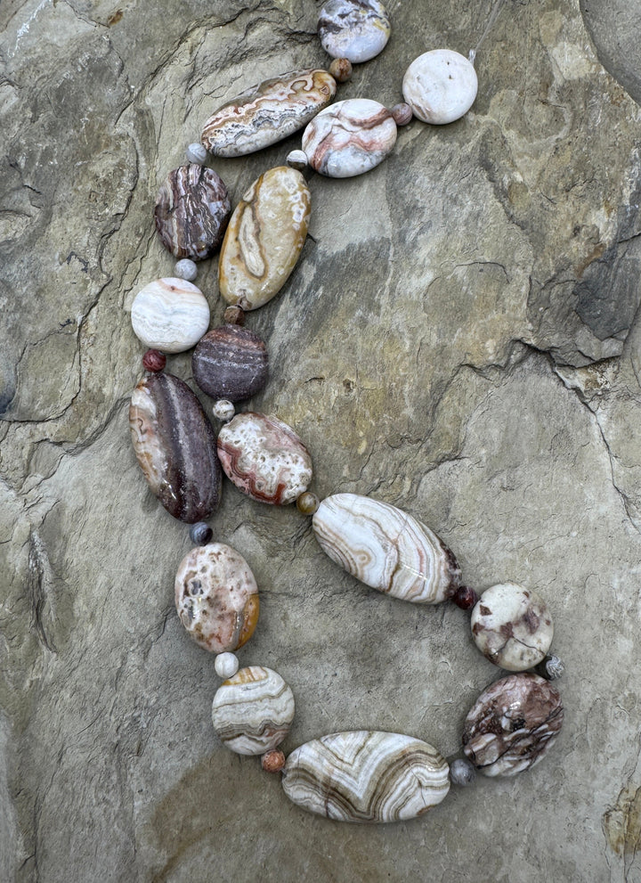 Crazy Lace Agate Designer Mixed Shape Bead Strand 16 Inch
